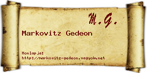 Markovitz Gedeon névjegykártya